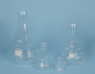 Fiole Erlenmeyer ECO col étroit droit ISO en verre borosilicaté