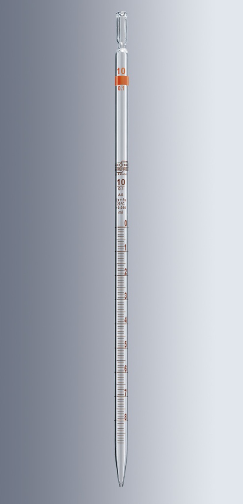 Pipette graduée en verre classe AS écoulement total graduation brun