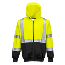 Sweat Hi-Vis bicolore zippé à capuche - Jaune/Noir