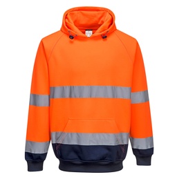 Sweat shirt à capuche bicolore - Orange/Marine