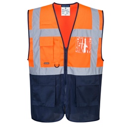 Gilet Executive Hi-Vis bicolore MeshAir - Orange/Marine