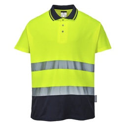 Polo coton bicolore - Jaune/Marine