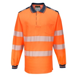 PW3 Polo Haute Visibilité ML - Orange/Marine