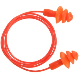 [EP04ORR] Bouchon d'oreille TPR avec cordon réutilisable - Orange (50 pièces)