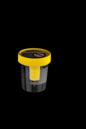 [108025014] Flacons pour urine, 120 ml en PP avec bouchon à vis jaune, système d'aspiration pour tubes sous vide, avec étiquette dépolie - boîte de 300