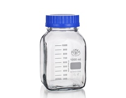 Flacon ISO bouchon bleu, filetage GL80, Simax