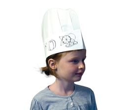 [152000094] Toque papier blanc avec dessins à colorier - 10 sachets de 10