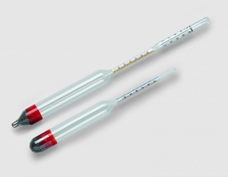 [147006630] Lactodensimètres pour lait d’après Quevenne, échelle triple coloriée : 1,015-1,040 : 0,001g/ml, T= 20 °C avec thermomètre 0-40 °C, env. (290 x 22) mm
