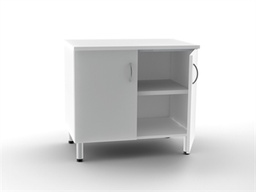 [43515] UNITÉ DOUBLE BASE 2 portes avec 2 étagères - blanche
