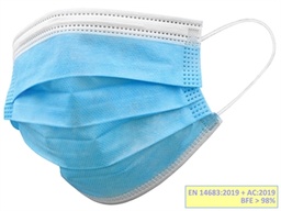 [20696] GISAFE MASQUE CHIRURGICAL FILTRANT 98% 3 ÉPAISSEURS type IIR avec élastiques - adultes - bleu clair - flowpack - boîte de 2000 pcs.
