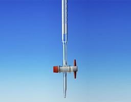 Burette MOHR rob.PTFE, classe AS Bande de Schelbach et col cheminée