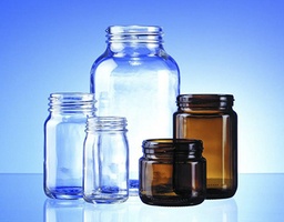 [135003877] Flacon v.blanc col large GL55 250 ml + capsule PP noire GL55 montée (filmés)