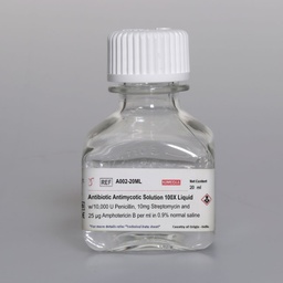 Antibiotic Antimycotic Solution 100X Liquid without 10,000 U Penicillin, 10mg Streptomycin and 25 µg Amphotericin B per ml in 0.9% normal saline 
